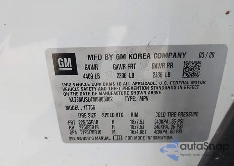 2021 Chevrolet Trailblazer Awd Rs from USA, damaged, VIN KL79MUSL4MB003002